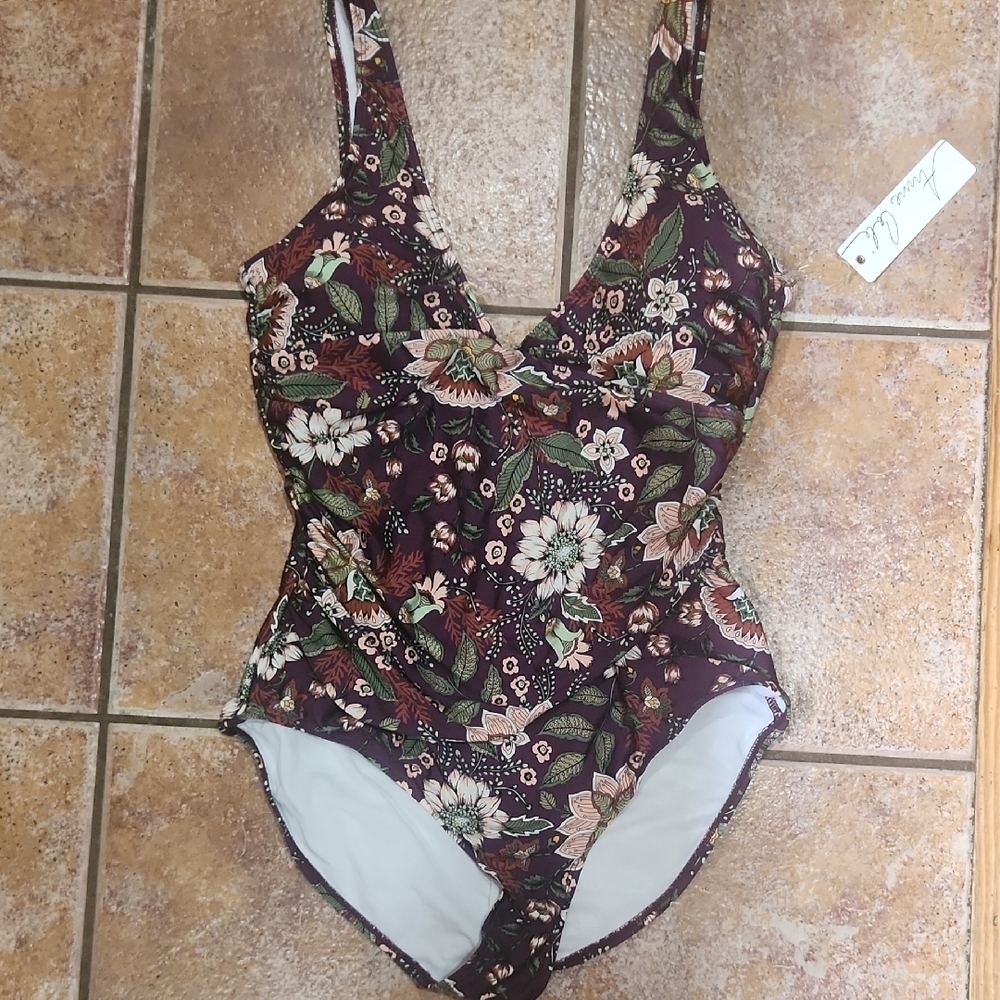 Anne Cole One Piece Swimsuit - Floral Multicolor Womens Size 14 NWT